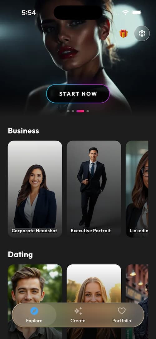 SelfAI AI Photo Studio app preview on iPhone